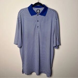 FootJoy Performance Men's Blue White Striped Embroidered resort logoPolo Shirt M